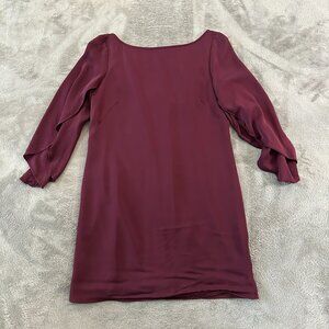 Milly Burgundy Silk Lined Mini Dress Women's size 4 Maroon Open Back